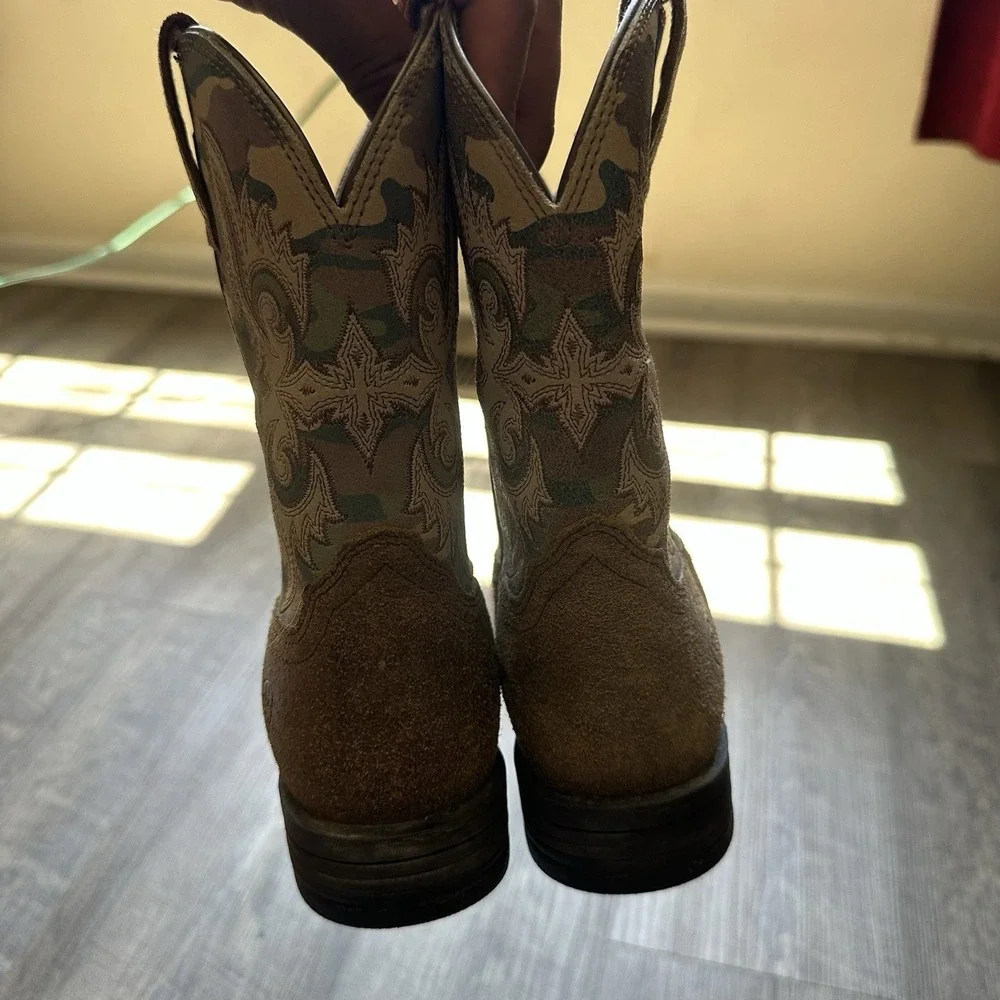 Ariat Boots youth 2 Brown  Lonestar Leather Western Wiggle Room EXCELLENT COND++